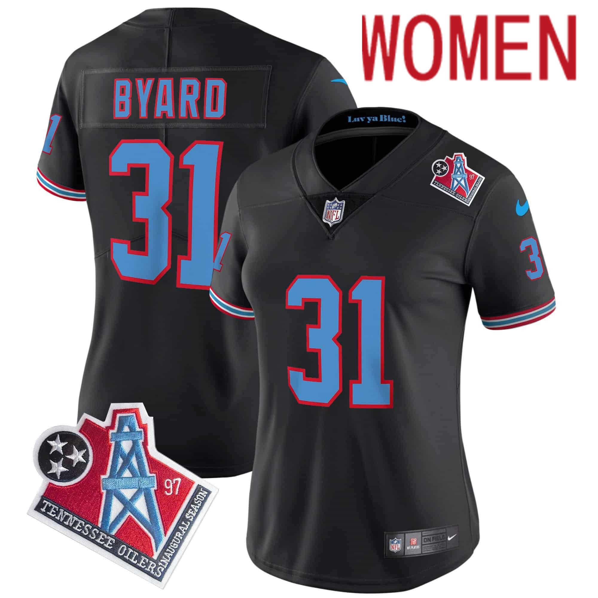 Women Tennessee Titans #31 Byard Black 1997 Throwback 2024 Nike Limited Vapor NFL Jersey
